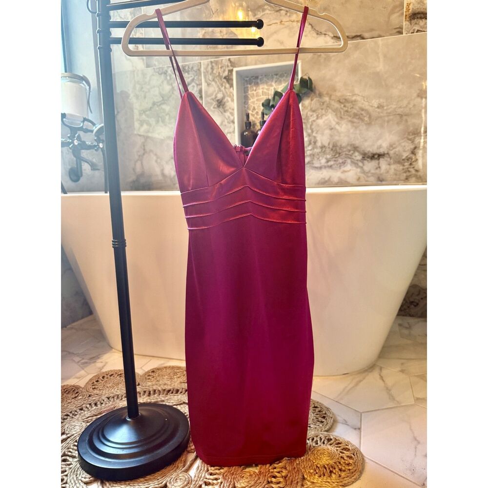 Lulus Fuchsia Satin Structured Mini Dress Strappy Cocktail Party Small
